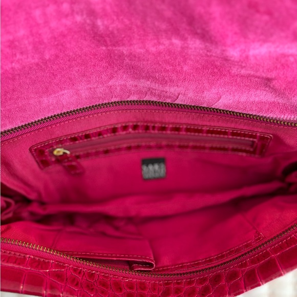 Saks Fifth Avenue Patent Leather Magenta Clutch - Picture 5 of 5